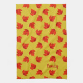 Rote trockene Blätter individuelle Name gelb Geschirrtuch (Vertikal)