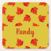 Rote trockene Blätter individuelle Name gelb Rechteckiger Pappuntersetzer (Vorderseite)