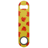 Rote trockene Blätter individuelle Name gelb Speed Flaschenöffner (Rückseite)