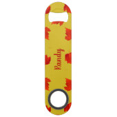 Rote trockene Blätter individuelle Name gelb Speed Flaschenöffner (Vorderseite)