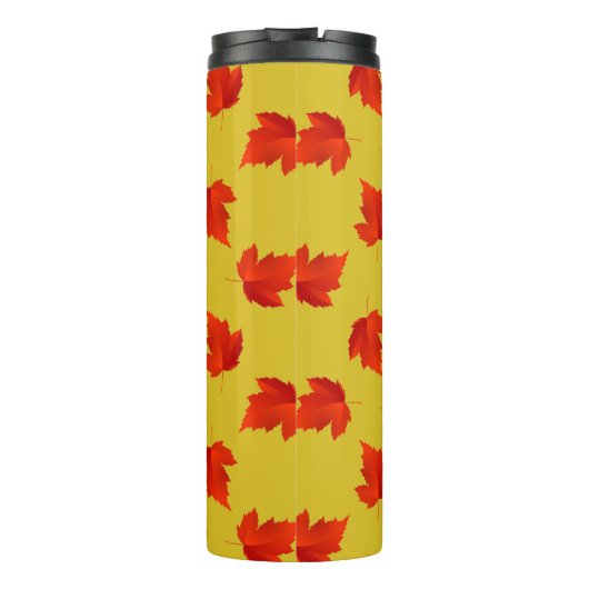 Rote trockene Blätter individuelle Name gelb Thermosbecher (Rückseite)