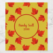 Rote trockene Blätter individuelle Name gelb Weinetikett (Einzelnes Label)