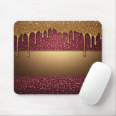 Rote tropfende Farbe über goldenem Glitter-Hinterg Mousepad (Mit Mouse)