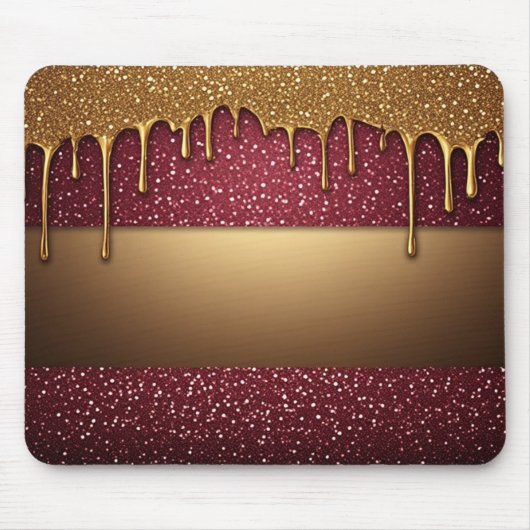 Rote tropfende Farbe über goldenem Glitter-Hinterg Mousepad (Vorne)
