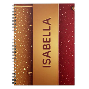 Rote tropfende Farbe über goldenem Glitter-Hinterg Notizblock
