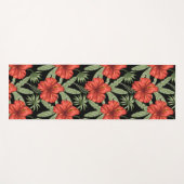 Rote tropische Blume nahtlose Muster grüne Blätter Yogamatte (Vorderseite (Horizontal))