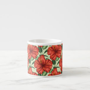 Rote tropische, nahtlose, blumenförmige Blume Espressotasse