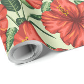 Rote tropische, nahtlose, blumenförmige Blume Geschenkpapier (Rolleneckpunkt)