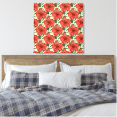 Rote tropische, nahtlose, blumenförmige Blume Leinwanddruck (Insitu (Schlafzimmer))