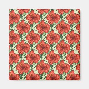 Rote tropische, nahtlose, blumenförmige Blume Magnet