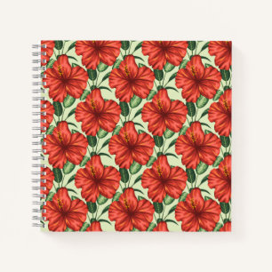 Rote tropische, nahtlose, blumenförmige Blume Notizblock