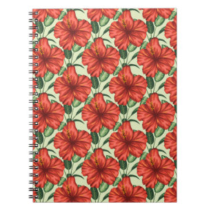 Rote tropische, nahtlose, blumenförmige Blume Notizblock