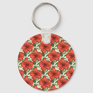 Rote tropische, nahtlose, blumenförmige Blume Schlüsselanhänger