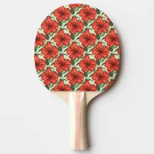 Rote tropische, nahtlose, blumenförmige Blume Tischtennis Schläger