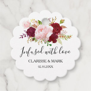 Rote tropische Romantik mit Liebe Hochzeit infizie Geschenkanhänger