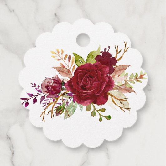 Rote tropische Romantik mit Liebe Hochzeit infizie Geschenkanhänger (Rückseite)