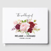 Rote Tropische und romantische Hochzeit Gästebuch (Vorderseite)