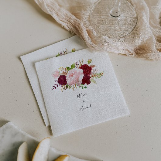 Rote tropische und romantische Hochzeit Napkins Serviette