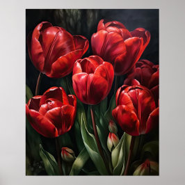 Rote Tulip Blume Art Print Poster