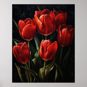 Rote Tulip Blume Art Print Poster