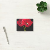 Rote Tulip Blume Schwarzer Hintergrund Flora Blume Post-it Klebezettel (Büro)