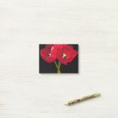 Rote Tulip Blume Schwarzer Hintergrund Flora Blume Post-it Klebezettel (Auf Schreibtisch)