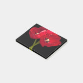 Rote Tulip Blume Schwarzer Hintergrund Flora Blume Post-it Klebezettel (angewinkelt)