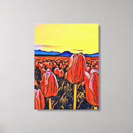 Rote Tulip Feldmalerei Stretchierte Canvas Print Leinwanddruck