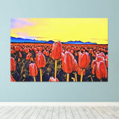Rote Tulip Feldmalerei Stretchierte Canvas Print Leinwanddruck (Insitu (Holzboden))