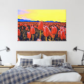 Rote Tulip Feldmalerei Stretchierte Canvas Print Leinwanddruck (Insitu (Schlafzimmer))