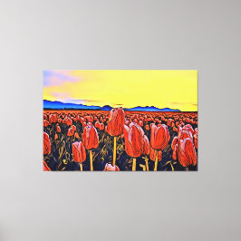 Rote Tulip Feldmalerei Stretchierte Canvas Print Leinwanddruck