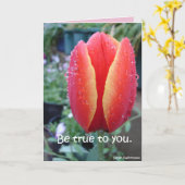 Rote Tulip und Raindrops floral True You Card Karte (Gelbe Blume)