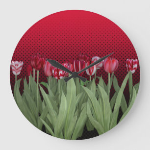 Rote Tulips auf Gradient Große Wanduhr