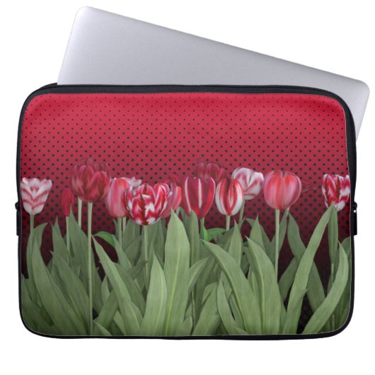 Rote Tulips auf Gradient Laptopschutzhülle (Vorderseite)