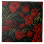 Rote Tulips auf schwarz Fliese (Vorderseite)