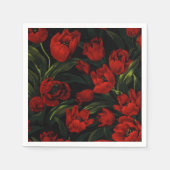 Rote Tulips auf schwarz Serviette (Vorderseite)