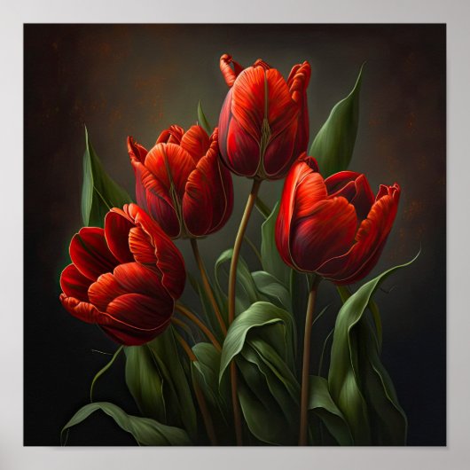 Rote Tulips Blume Art Print Poster (Vorne)