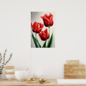 Rote Tulips Blume Art Print Poster (Küche)