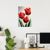 Rote Tulips Blume Art Print Poster (Heimbüro)