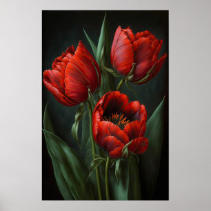 Rote Tulips Blume Art Print Poster