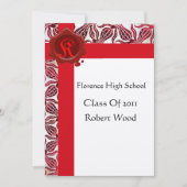 ROTE TULIPS-GRADUTIONSPARTEI Wachs-Siegel-Monogram Einladung (Vorderseite)
