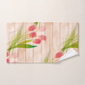 Rote Tulips im Hintergrund für sauberes Holz Badhandtuch Set (Handtuch)