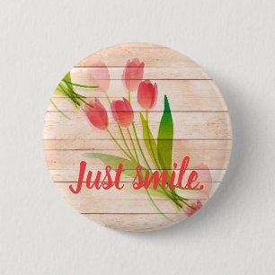 Rote Tulips im Hintergrund für sauberes Holz Button