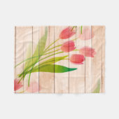 Rote Tulips im Hintergrund für sauberes Holz Fleecedecke (Vorderseite (Horizontal))