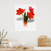 Rote Tulips in Vase Poster (Küche)