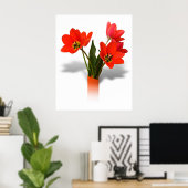 Rote Tulips in Vase Poster (Heimbüro)