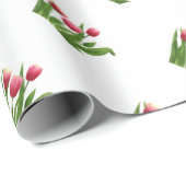 Rote Tulips mit Grün auf Weiß Geschenkpapier (Rolleneckpunkt)