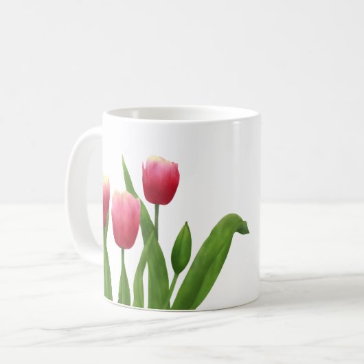Rote Tulips mit Grün Kaffeetasse (Vorderseite Links)