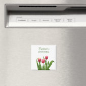 Rote Tulips mit Grün Magnet (In Situ (Geschirrspüler))