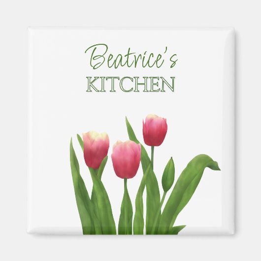 Rote Tulips mit Grün Magnet (Vorne)